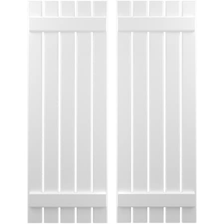 Americraft 5-Board (2 Batten) Exterior Real Wood Spaced Board-n-Batten Shutters, ARW101SB519X46WHH